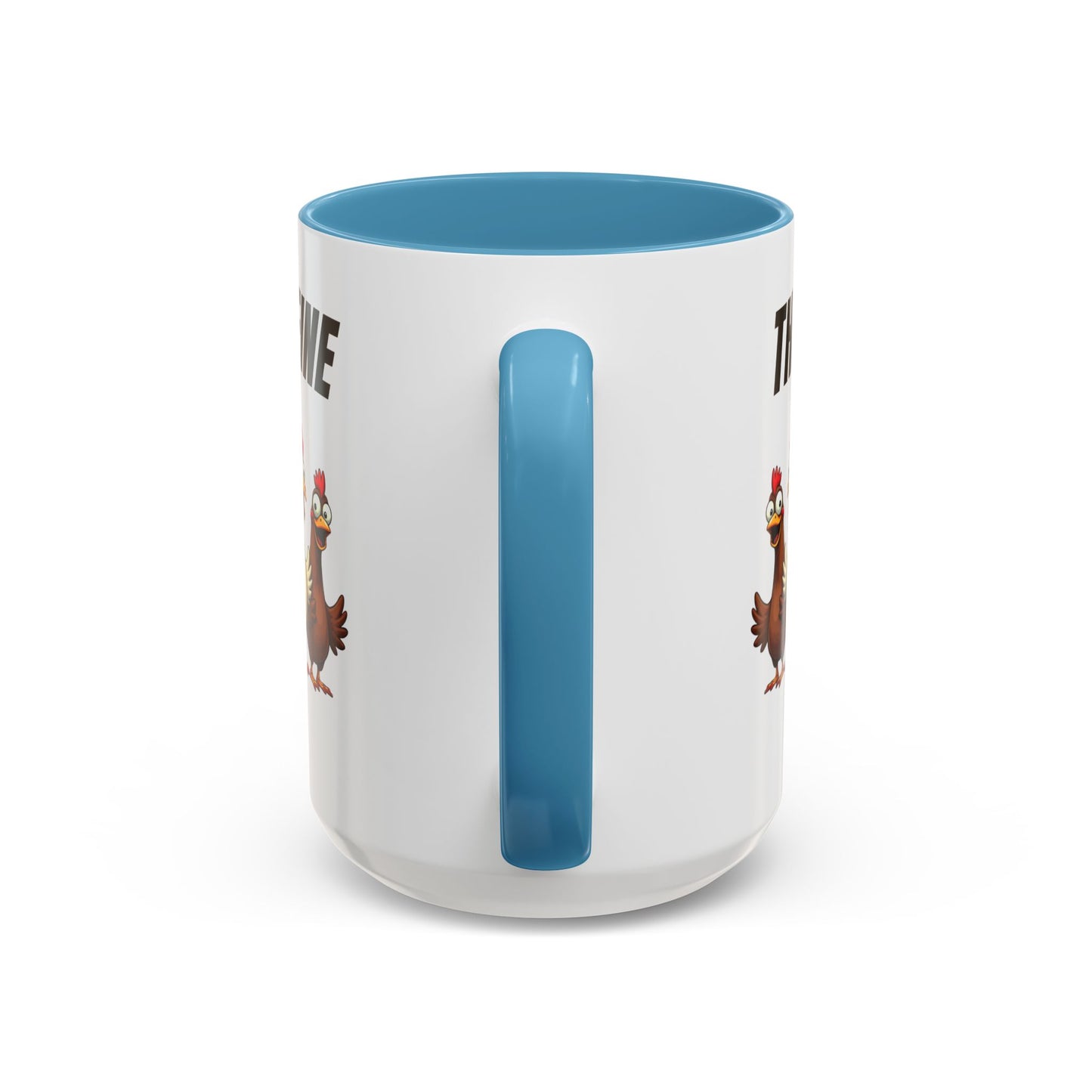 Accent Coffee Mug — “The Coop Runs on Caffeine” Funny Chicken Farm Coffee Mug