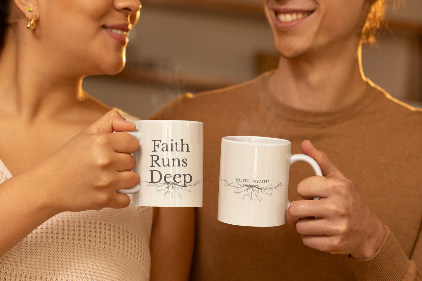 Inspirational Quote Ceramic Mug — "Faith Moves Mountains" Design (11oz/15oz)