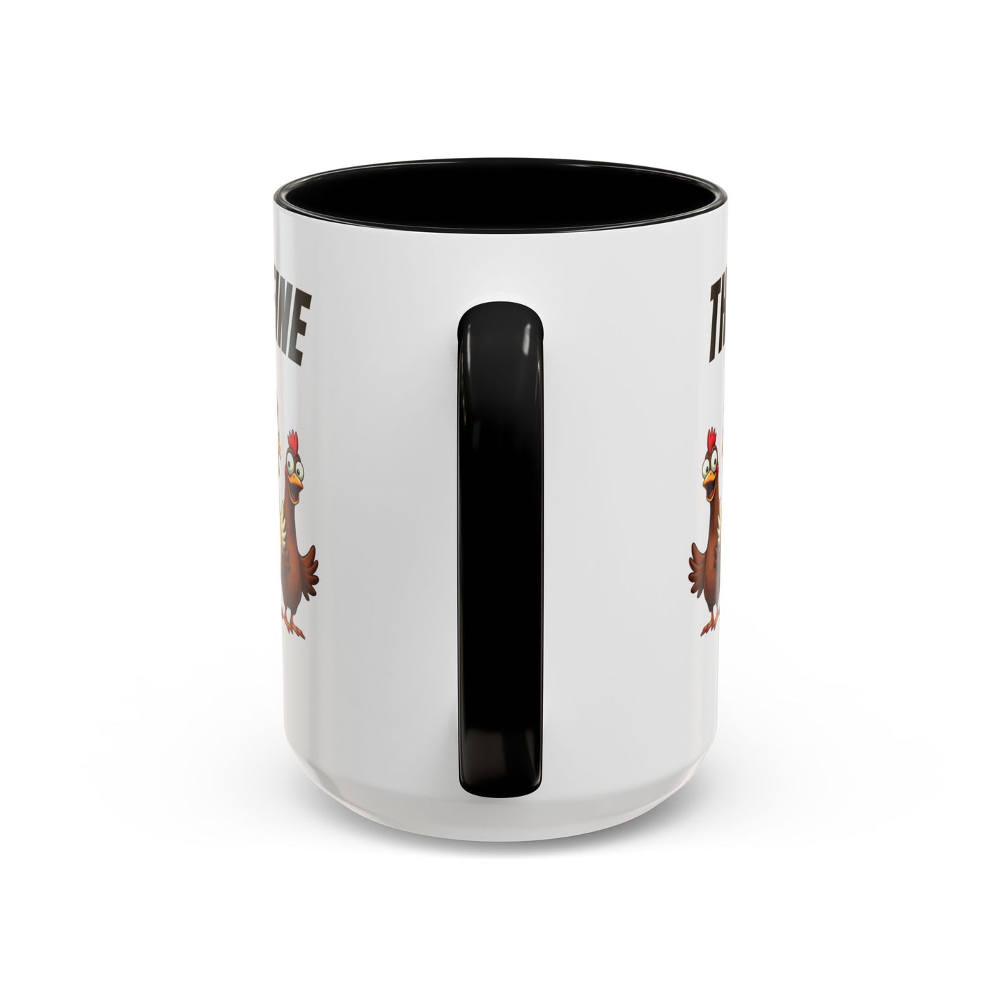 Accent Coffee Mug — “The Coop Runs on Caffeine” Funny Chicken Farm Coffee Mug