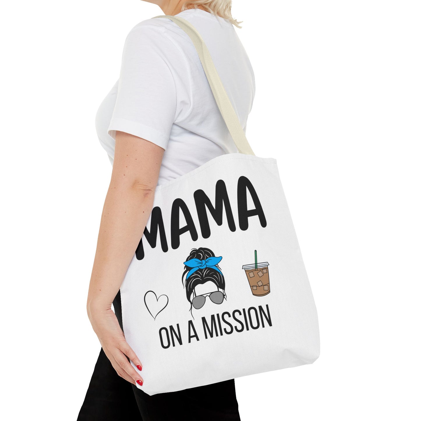 Mama On A Mission Tote Bag – Cute Coffee Mom Graphic Tote