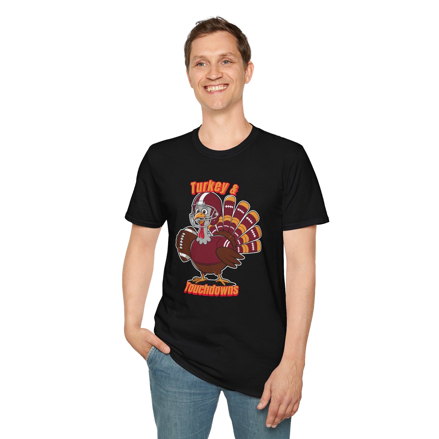 Thanksgiving Football Turkey T-Shirt - Fun Unisex Tee for Game Day
