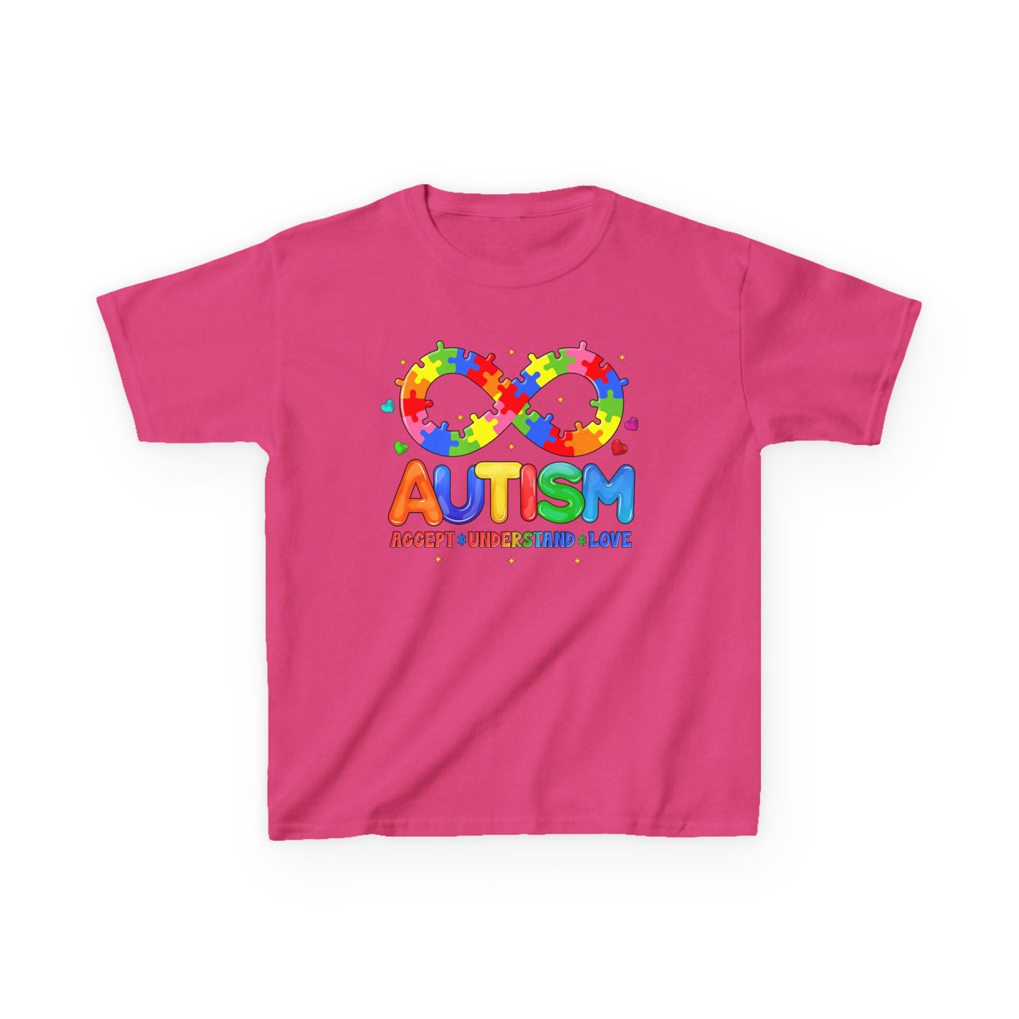 Colorful Autism Awareness Kids Tee, Bright Rainbow Tee, Support, Understand, Love, Gift for Autism Month, Kids Apparel