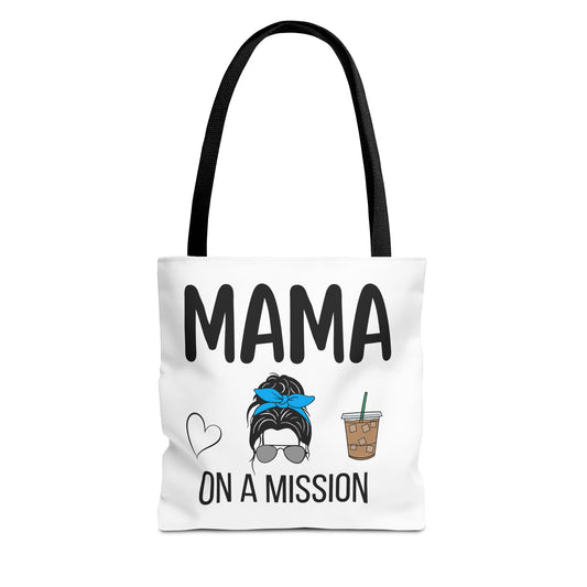 Mama On A Mission Tote Bag – Cute Coffee Mom Graphic Tote