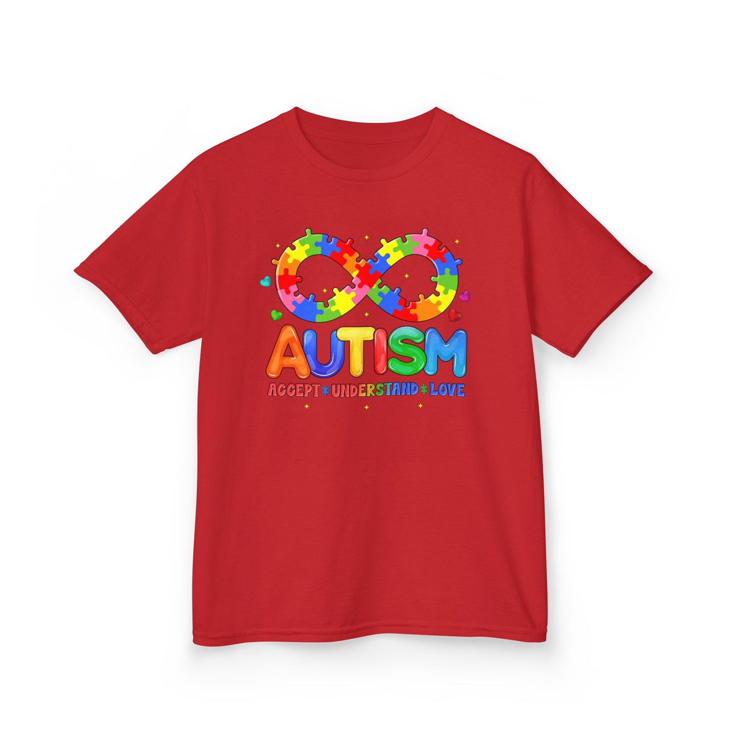 Colorful Autism Awareness Kids Tee, Bright Rainbow Tee, Support, Understand, Love, Gift for Autism Month, Kids Apparel