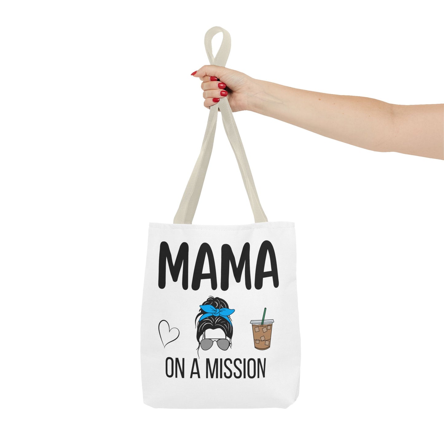 Mama On A Mission Tote Bag – Cute Coffee Mom Graphic Tote