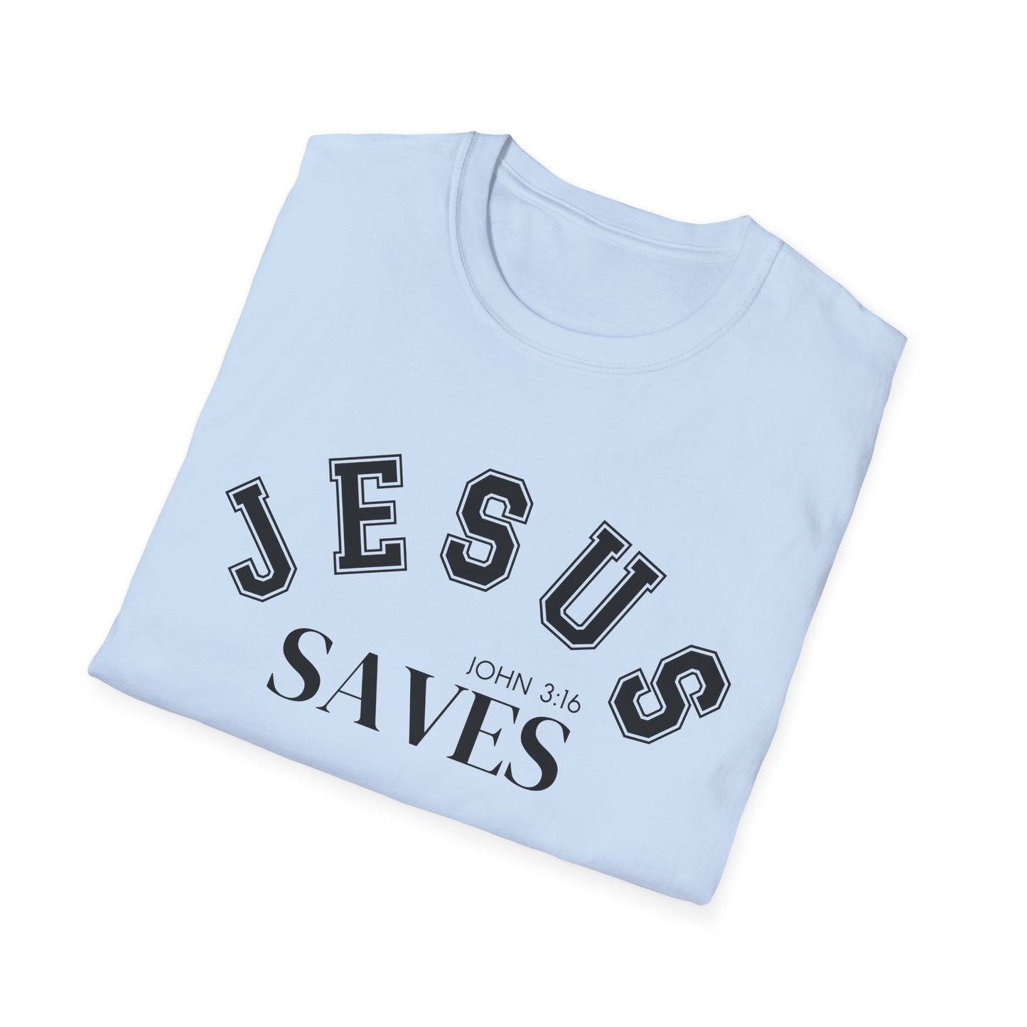 Jesus Saves Unisex Softstyle T-Shirt, Inspirational Graphic Tee, Christian Apparel, Faith-Based Gift, Casual Wear
