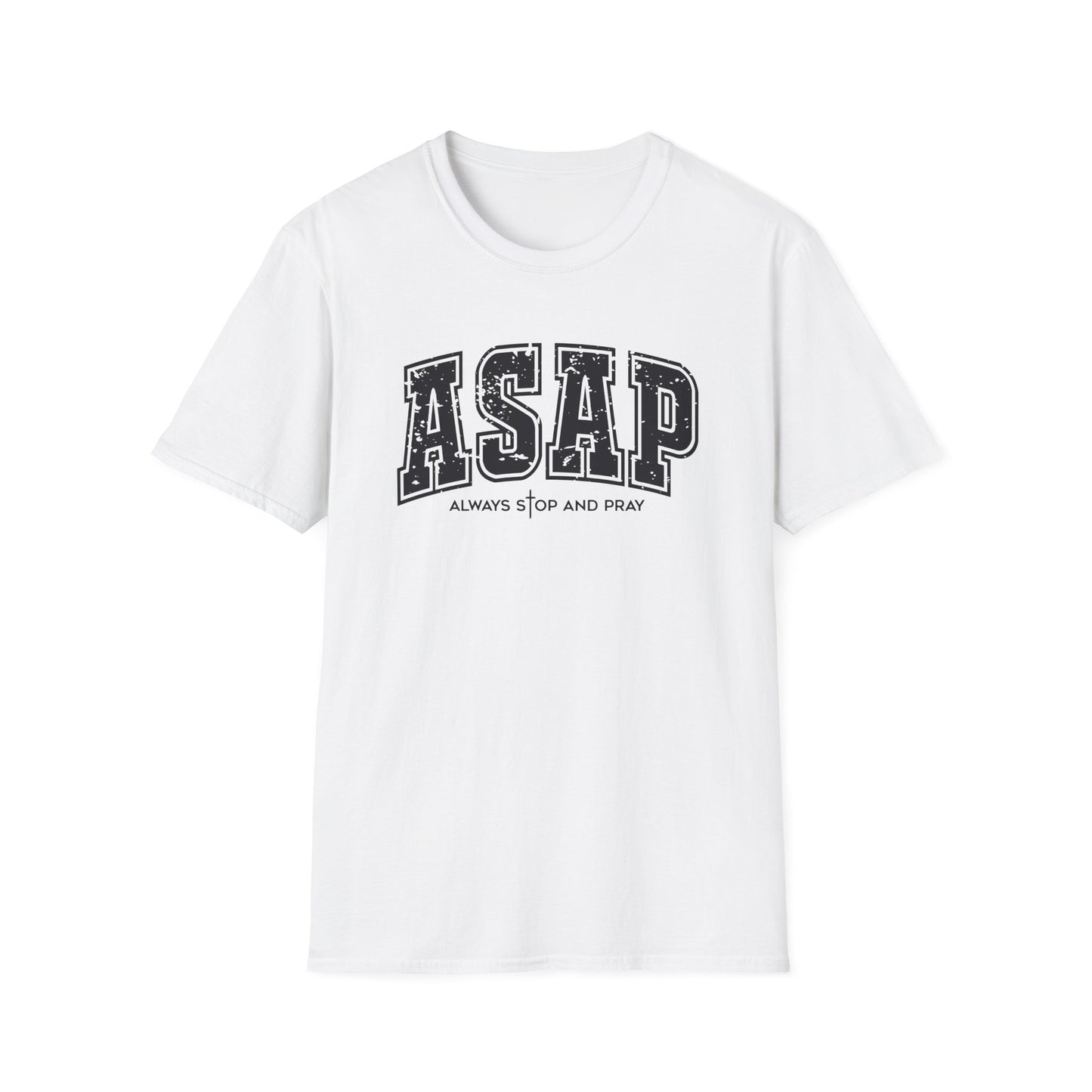 ASAP 'Always Stop And Pray' Graphic T-Shirt — Vintage Collegiate Lettering