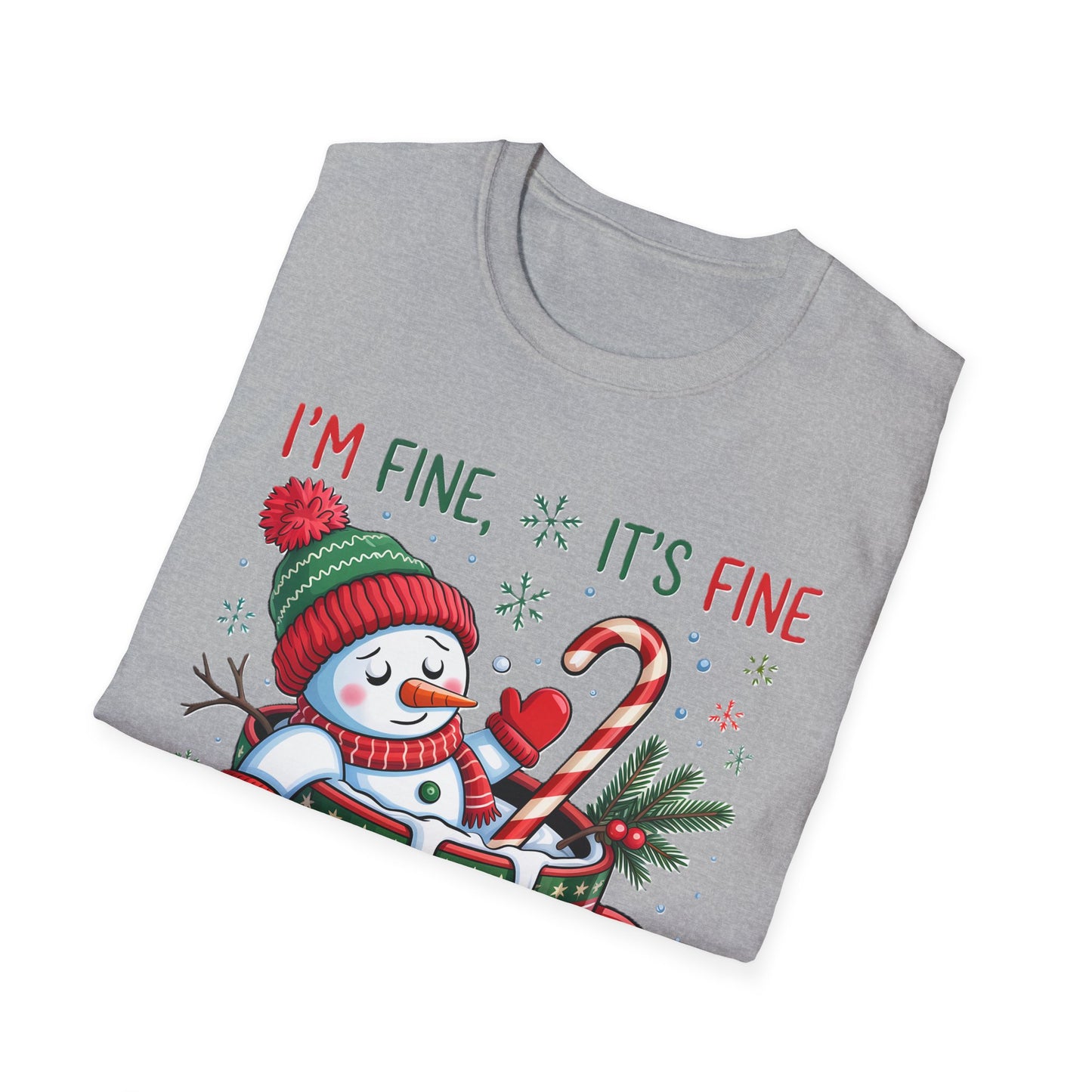Humorous Christmas T-Shirt, Cute Snowman Design, Festive Holiday Apparel, Funny Winter Gift, Unisex Softstyle Tee