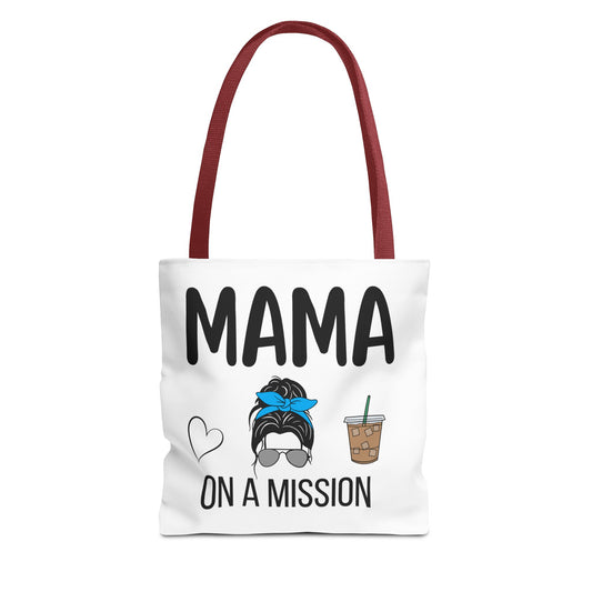 Mama On A Mission Tote Bag – Cute Coffee Mom Graphic Tote