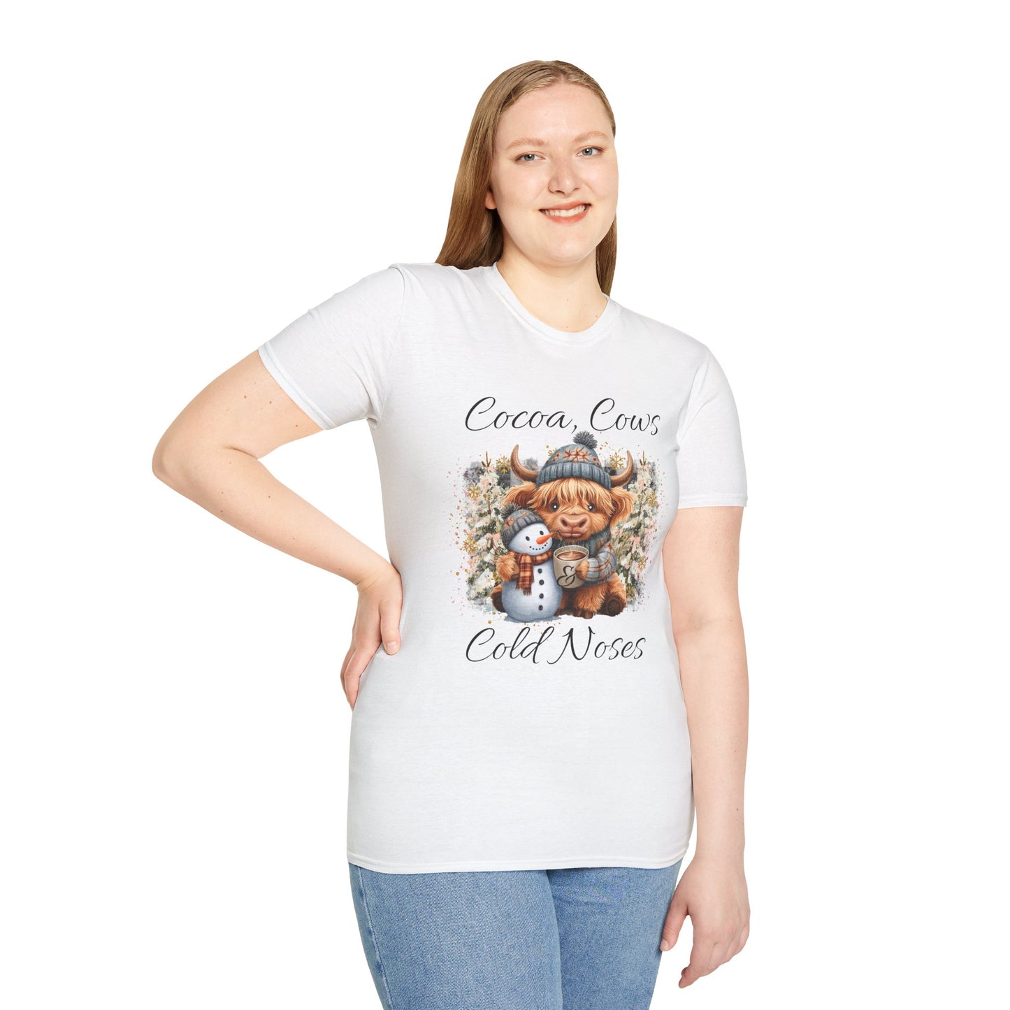 Cocoa Cows Cold Noses T-Shirt | Winter Apparel, Holiday Gift, Cute Animal Tee, Cow Lovers, Cozy Style