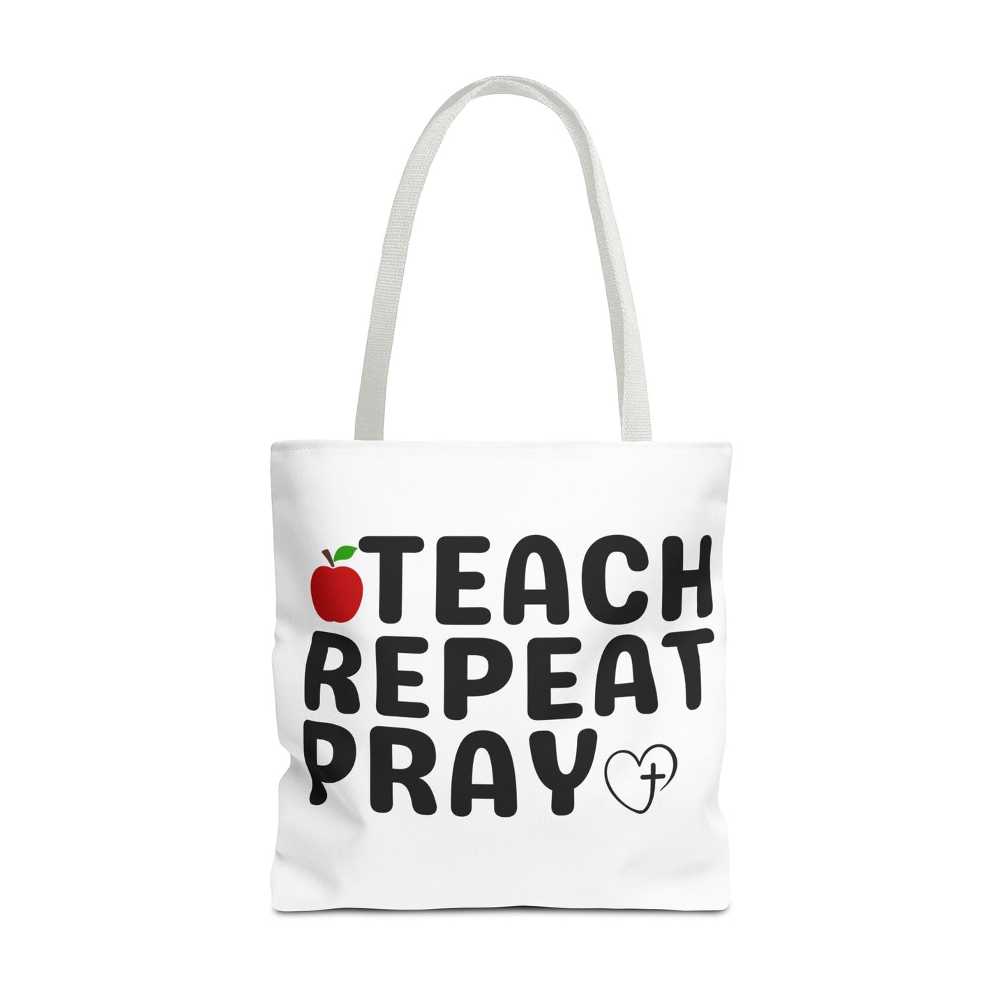 Teach Repeat Pray Tote Bag — Christian Teacher Gift Canvas Grocery Tote