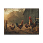 Rooster Farmhouse Canvas Print – Rustic Morning Barnyard Wall Art