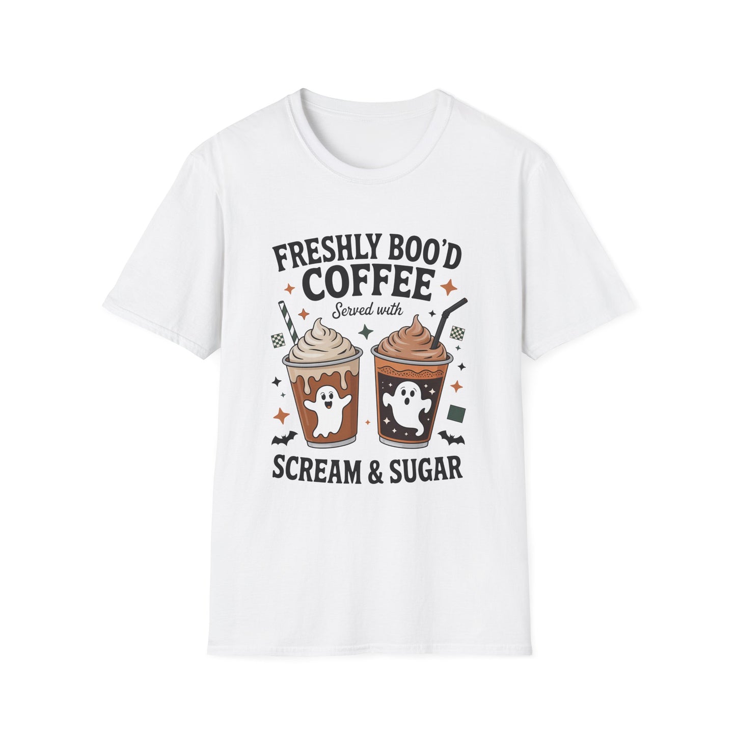Halloween Coffee T-Shirt, Ghostly Drink Tee, Spooky Sweets Shirt, Unisex Halloween Apparel, Fun Fall Shirt, Gift for Coffee Lovers