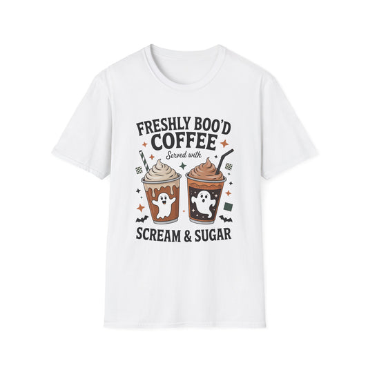 Halloween Coffee T-Shirt, Ghostly Drink Tee, Spooky Sweets Shirt, Unisex Halloween Apparel, Fun Fall Shirt, Gift for Coffee Lovers