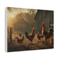 Rooster Farmhouse Canvas Print – Rustic Morning Barnyard Wall Art