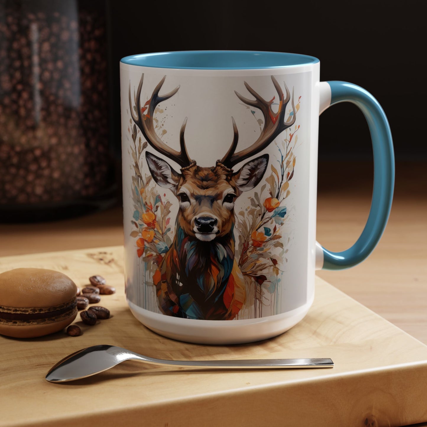 Deer Floral Accent Coffee Mug — Autumn Stag 11/15oz