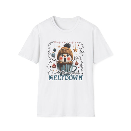 Meltdown Snowman Holiday T-Shirt — Cute 'It's Been A Meltdown' Christmas Tee