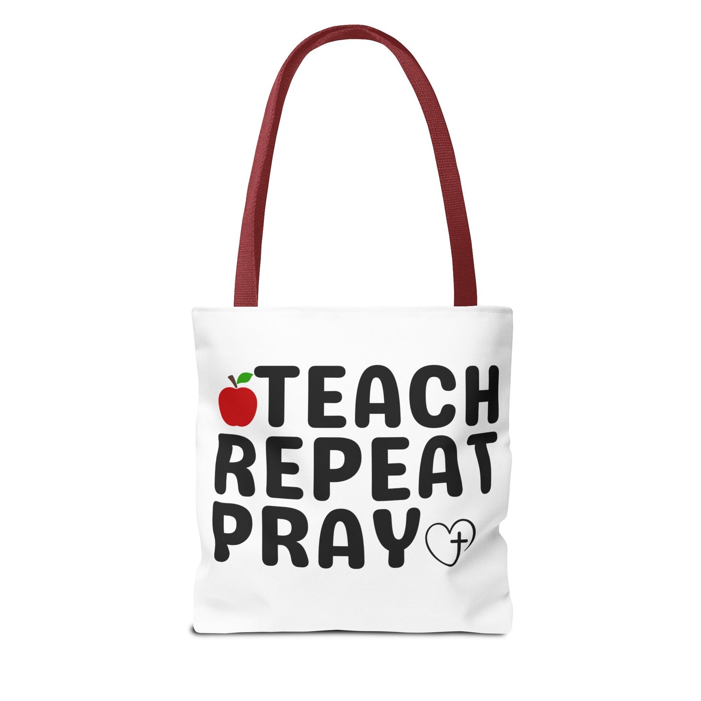 Teach Repeat Pray Tote Bag — Christian Teacher Gift Canvas Grocery Tote