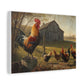 Rustic Rooster Farm Canvas Print — Country Barn Chicken Wall Art, Matte Stretched 1.25"