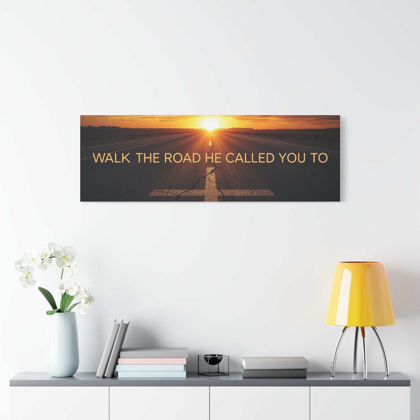 Sunrise Road Canvas Wall Art – "Walk the Road He Called You To" Inspirational Christian Decor