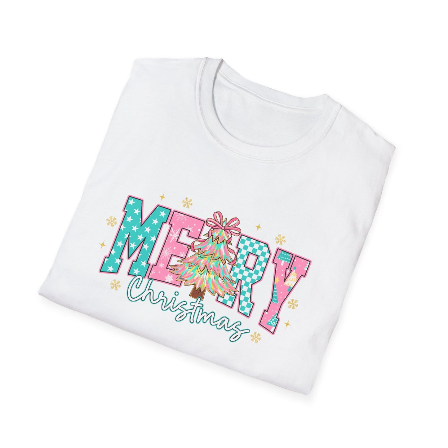 Merry Christmas Unisex Softstyle T-Shirt, Holiday Tee, Christmas Shirt, Festive Apparel, Gift for Him and Her