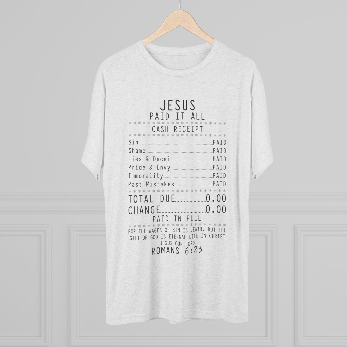 Inspirational Faith Crew Tee - Jesus Paid It All Design