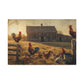 Rustic Morning Rooster Farm Matte Canvas Print