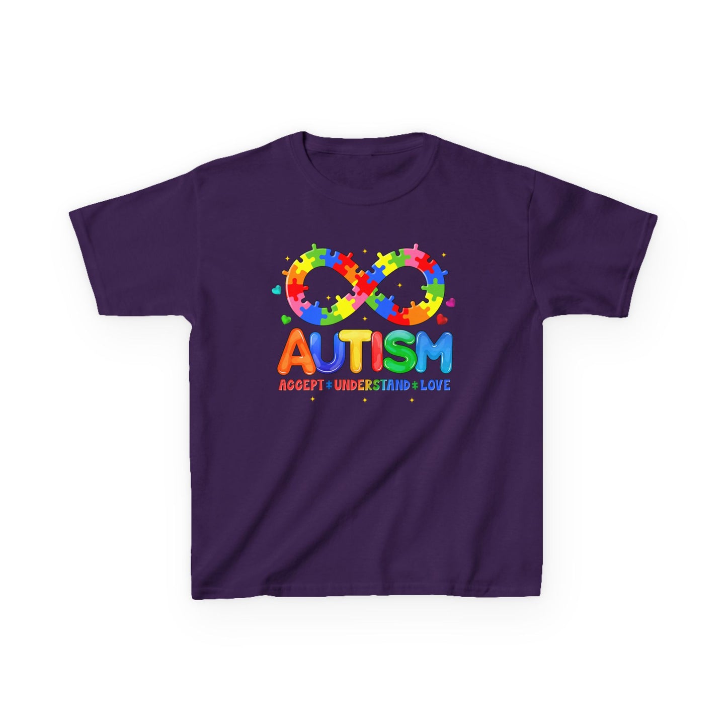 Colorful Autism Awareness Kids Tee, Bright Rainbow Tee, Support, Understand, Love, Gift for Autism Month, Kids Apparel