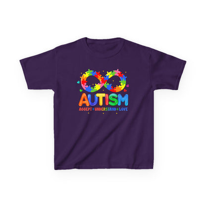 Colorful Autism Awareness Kids Tee, Bright Rainbow Tee, Support, Understand, Love, Gift for Autism Month, Kids Apparel