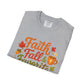 Autumn Faith Tee: Fall Favorite Sweaters, Unisex Softstyle T-Shirt, Thanksgiving Gift, Cozy Casual Wear, Faith-Based Apparel