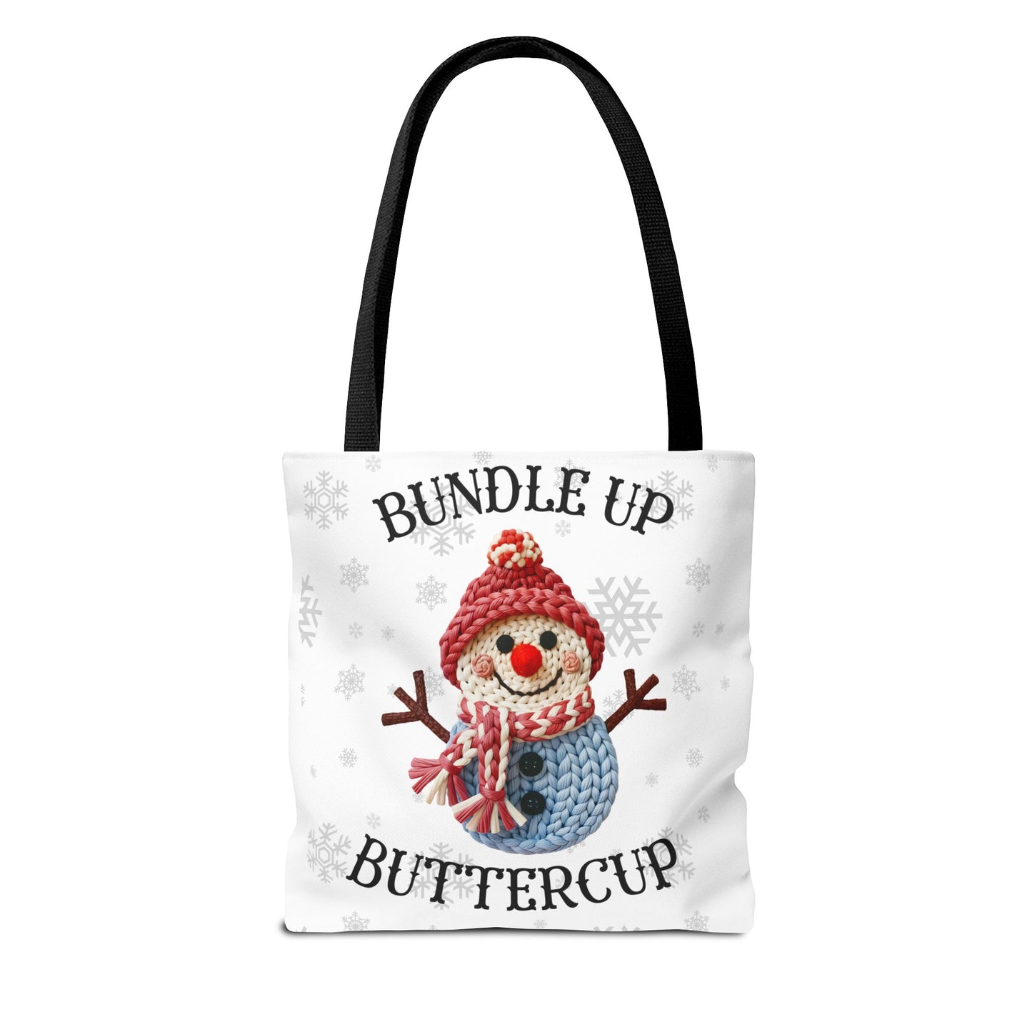 Holiday Snowman Tote Bag — “Bundle Up Buttercup” Christmas Market Tote