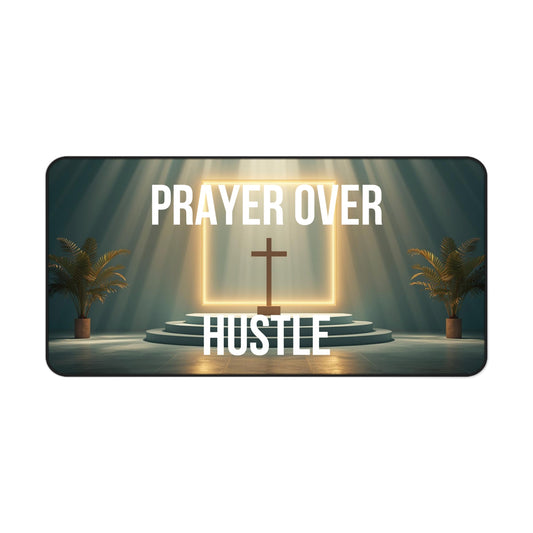 Prayer Over Hustle Desk Mat — Christian Inspirational Mouse Pad for Office & Home