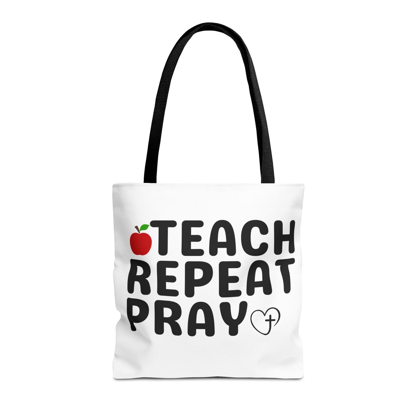 Teach Repeat Pray Tote Bag — Christian Teacher Gift Canvas Grocery Tote