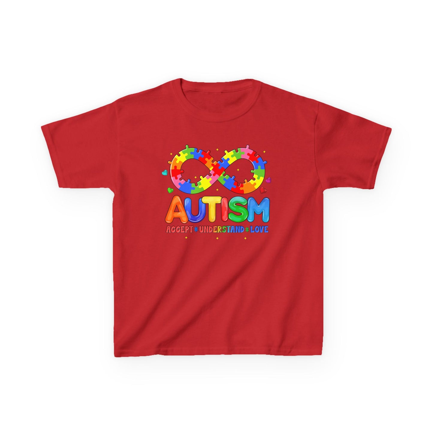 Colorful Autism Awareness Kids Tee, Bright Rainbow Tee, Support, Understand, Love, Gift for Autism Month, Kids Apparel