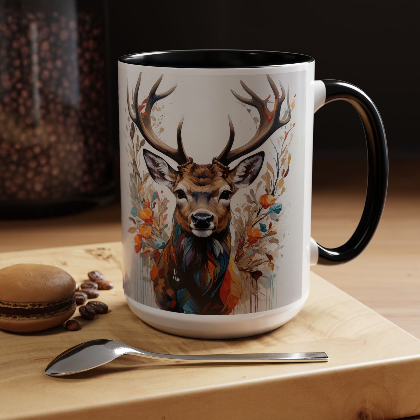 Deer Floral Accent Coffee Mug — Autumn Stag 11/15oz