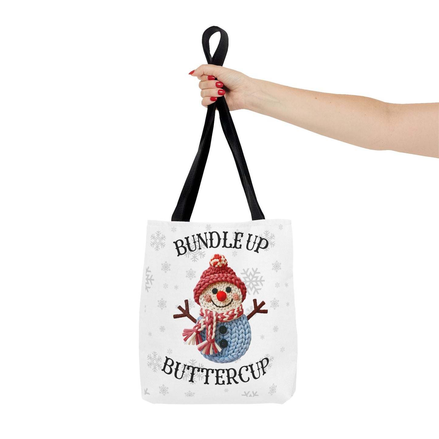 Holiday Snowman Tote Bag — “Bundle Up Buttercup” Christmas Market Tote