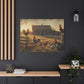 Rustic Morning Rooster Farm Matte Canvas Print