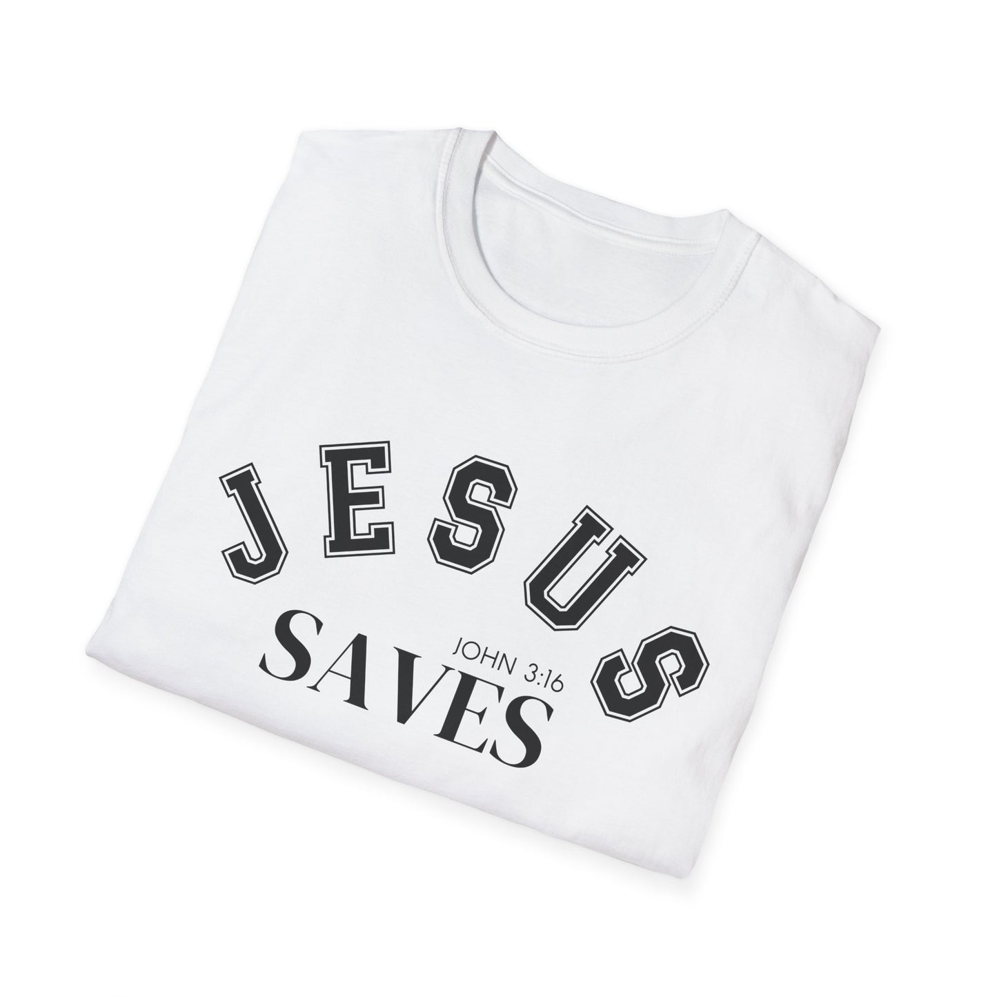 Jesus Saves Unisex Softstyle T-Shirt, Inspirational Graphic Tee, Christian Apparel, Faith-Based Gift, Casual Wear