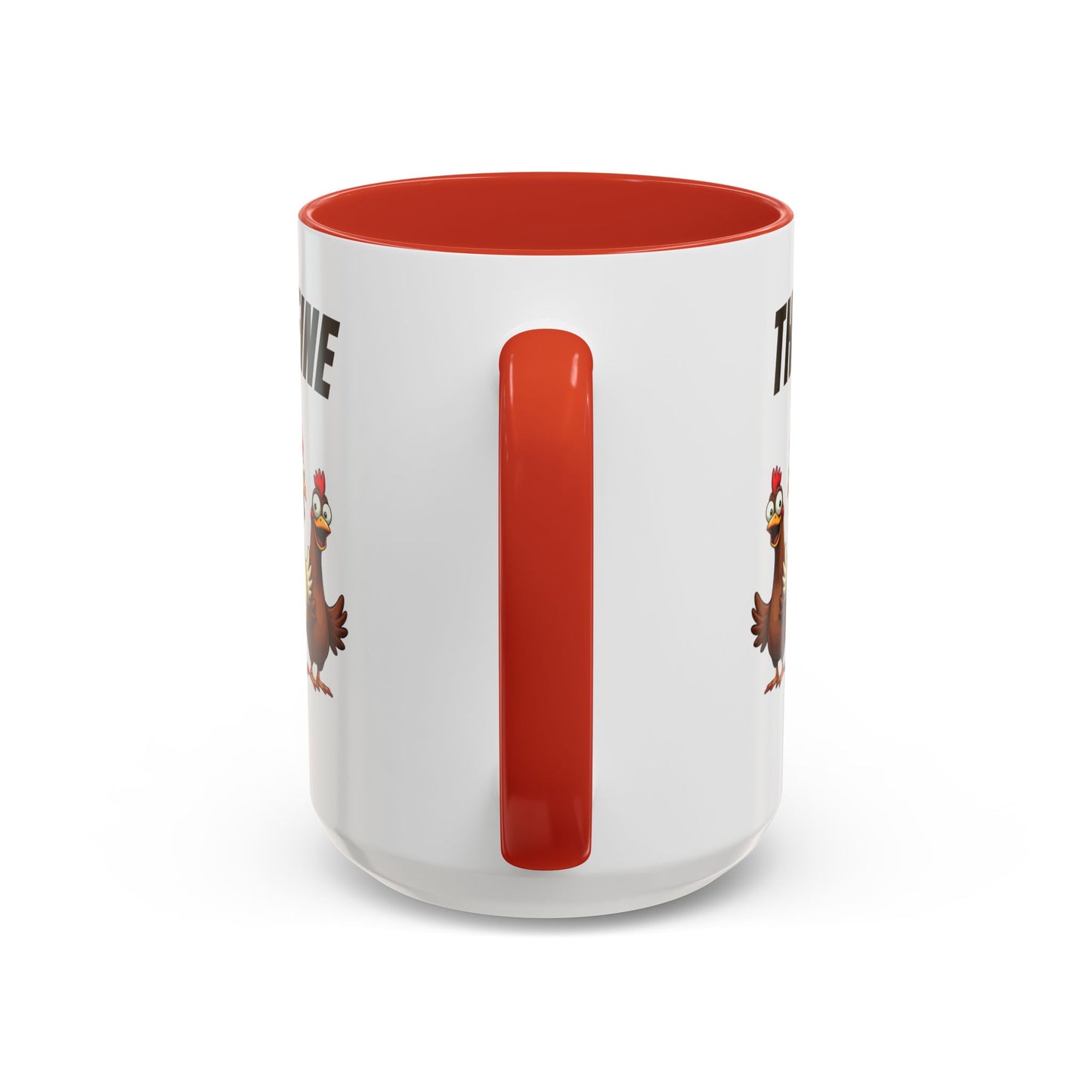 Accent Coffee Mug — “The Coop Runs on Caffeine” Funny Chicken Farm Coffee Mug