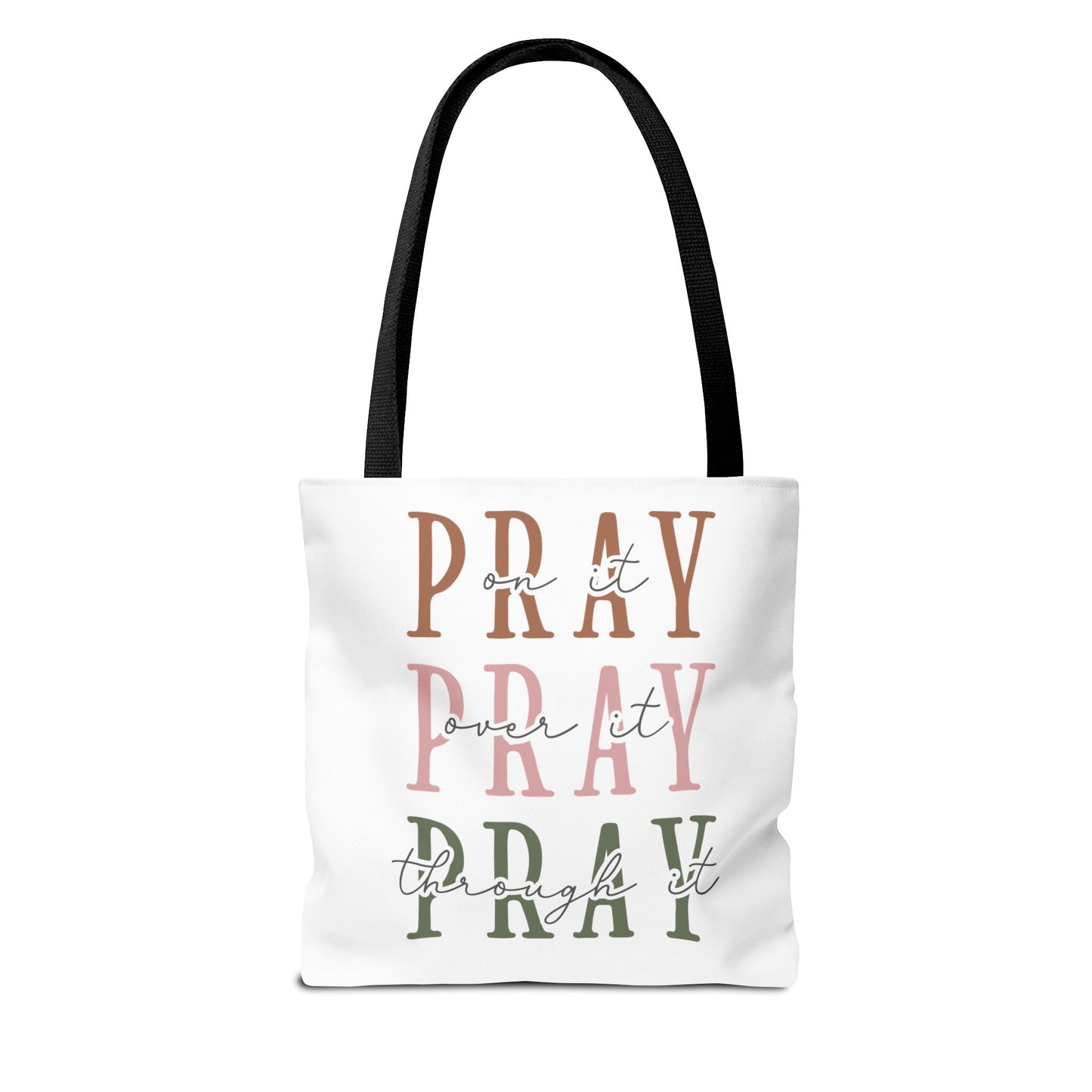 Inspirational Tote Bag - Pray It, Power It, Through It, Motivational, Faith-Based Gift, Everyday Use, Church or Study Bag