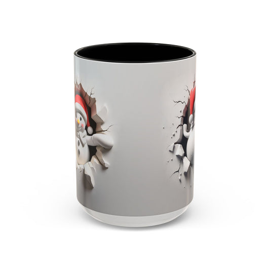 Santa Snowman Breaking Wall Coffee Mug