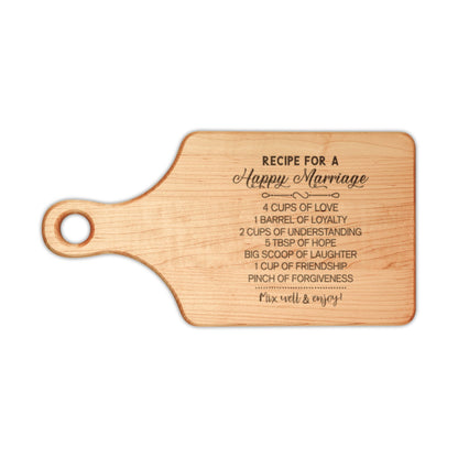Engraved 'Recipe for a Happy Marriage' Wooden Cutting Board