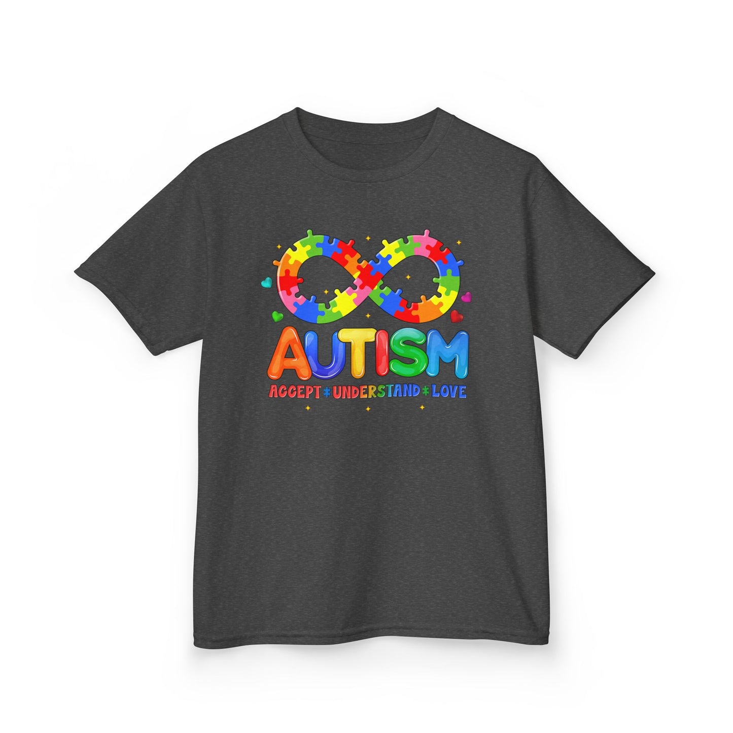 Colorful Autism Awareness Kids Tee, Bright Rainbow Tee, Support, Understand, Love, Gift for Autism Month, Kids Apparel