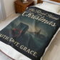 Christmas Road Home Plush Blanket - Cozy Velveteen Throw with Faith, Grit, Grace Design