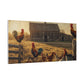 Rustic Morning Rooster Farm Matte Canvas Print