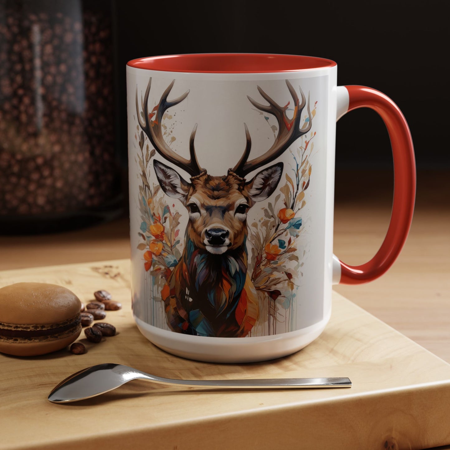 Deer Floral Accent Coffee Mug — Autumn Stag 11/15oz