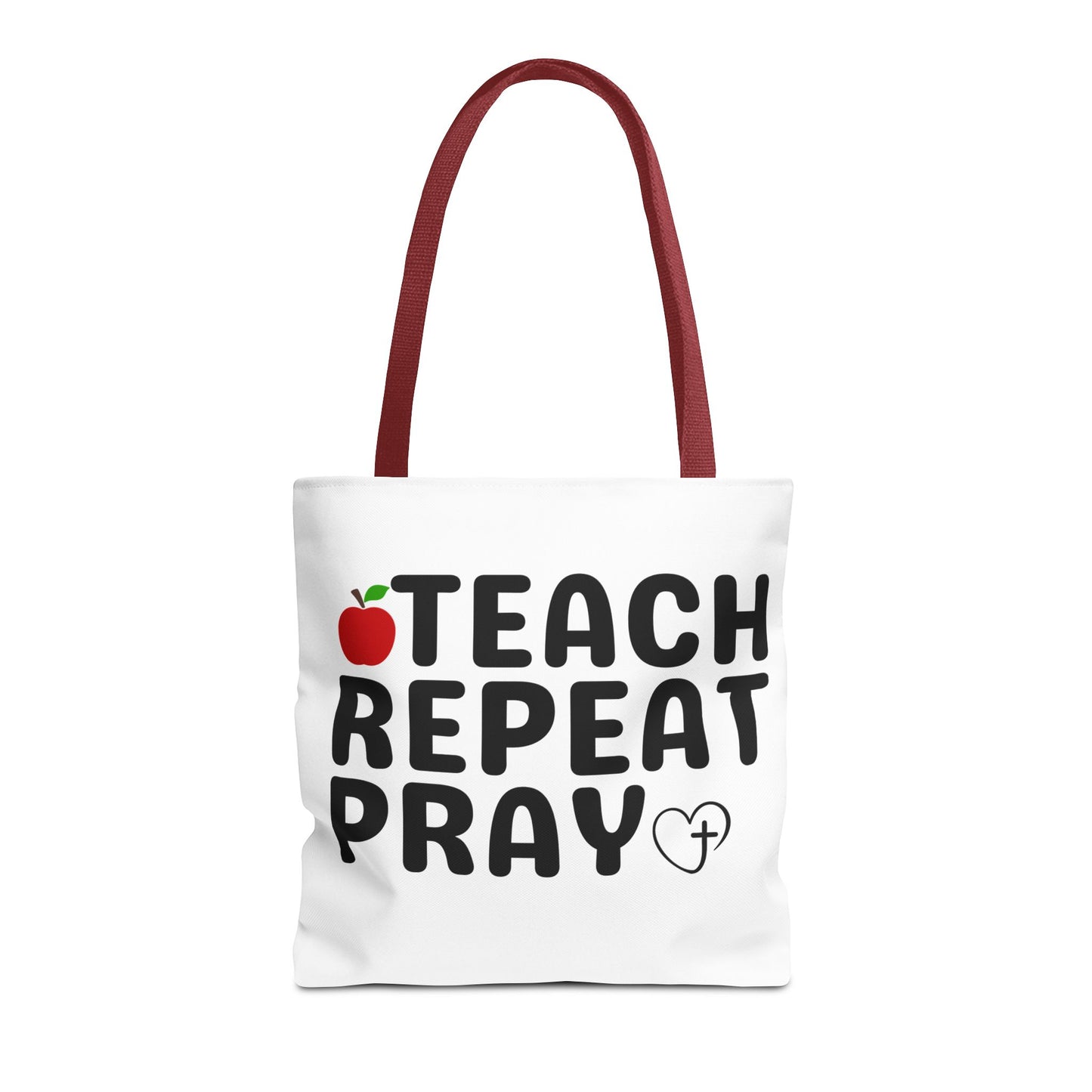 Teach Repeat Pray Tote Bag — Christian Teacher Gift Canvas Grocery Tote