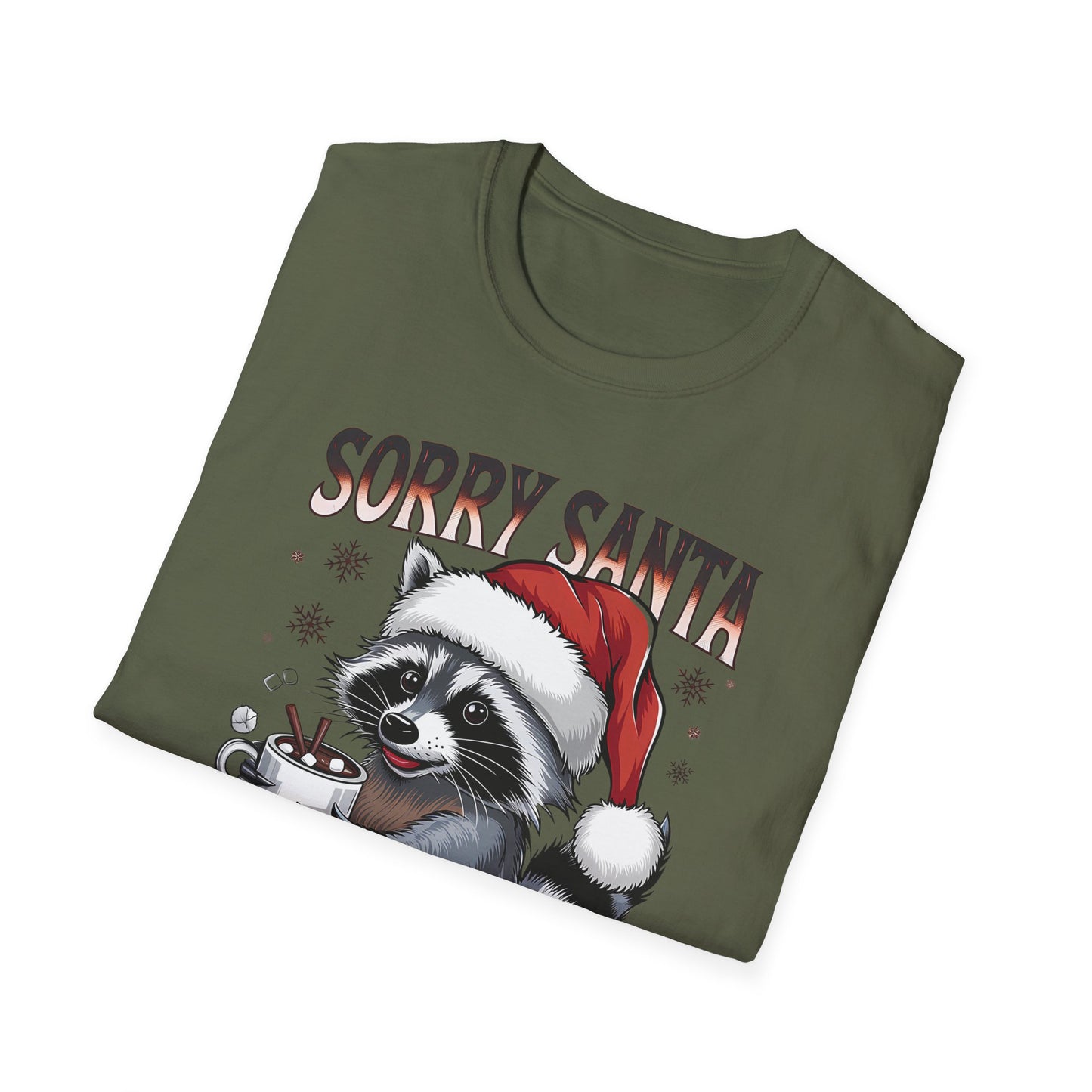Sorry Santa I've Been Feral T-Shirt — Funny Raccoon Christmas Tee