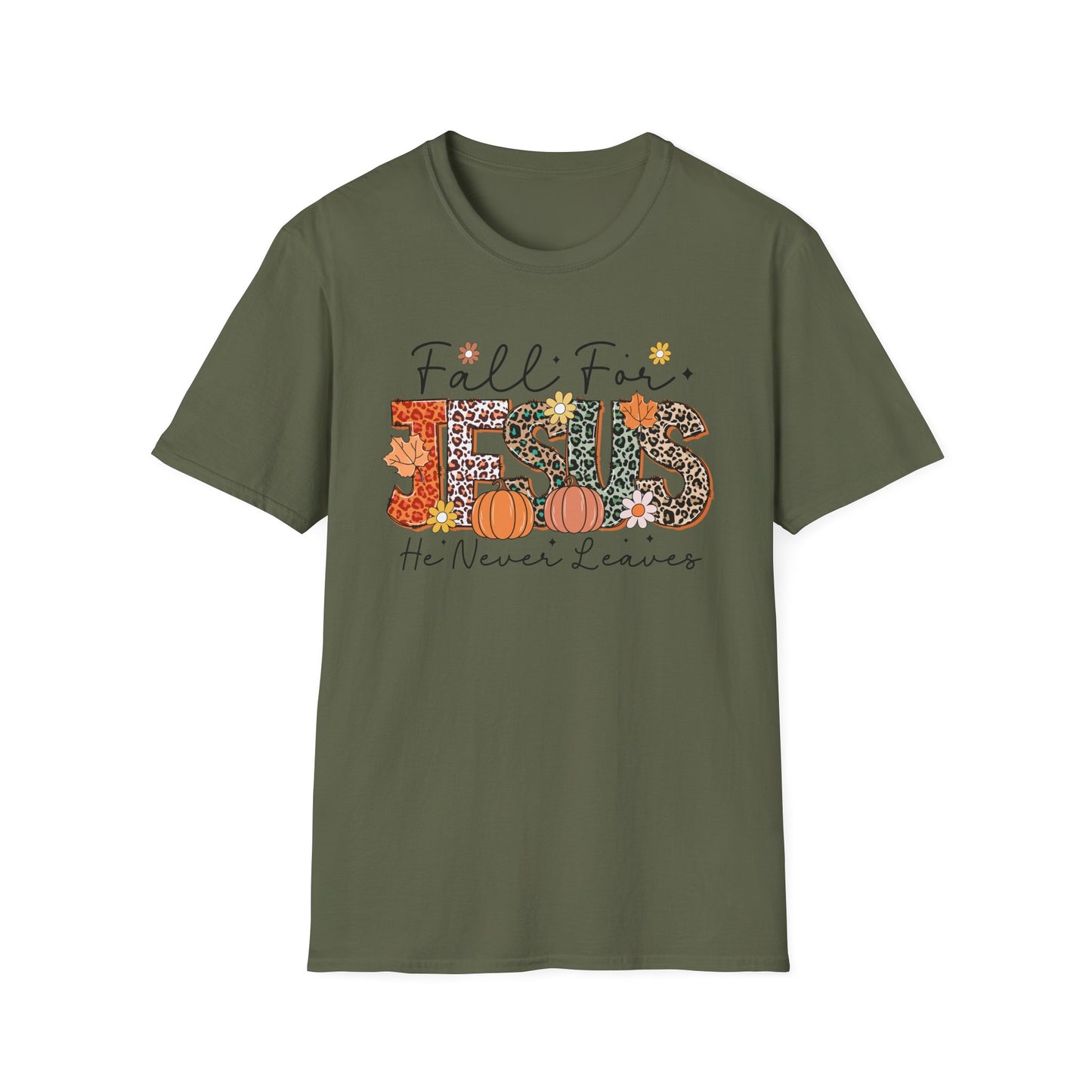Fall-Themed Jesus T-Shirt, Cozy Autumn Tee for Christians, Faith-Based Gift, Unisex Harvest Shirt, Thanksgiving Apparel