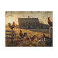 Rustic Morning Rooster Farm Matte Canvas Print